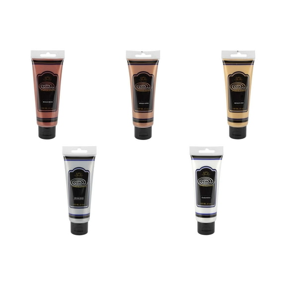 Creative Inspirations Acrylic Paint Metallic and Pearlescent Set of 5, 120mL Tubes, Smooth & Creamy Consistency, Vibrant Pigmentation, Great Coverage for Artists - Clean Up with Soap & Water