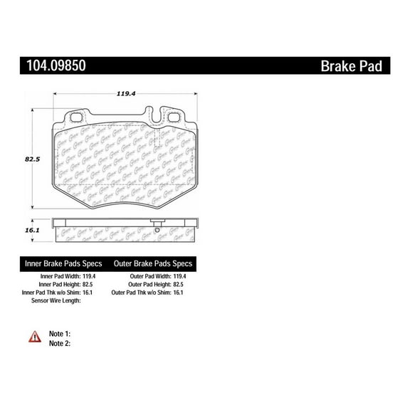 Centric Parts Disc Brake Pad Set P/N:104.09850