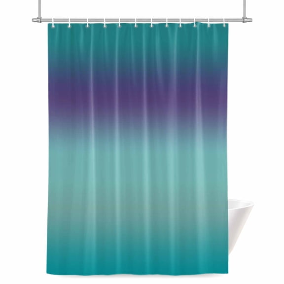 Gradient Green Shower Curtain, 72" x 72", Modern Minimalist Green Purple Ocean Beach Waterproof Bathroom Curtain Washable Shower Curtain Set with 12 Hooks