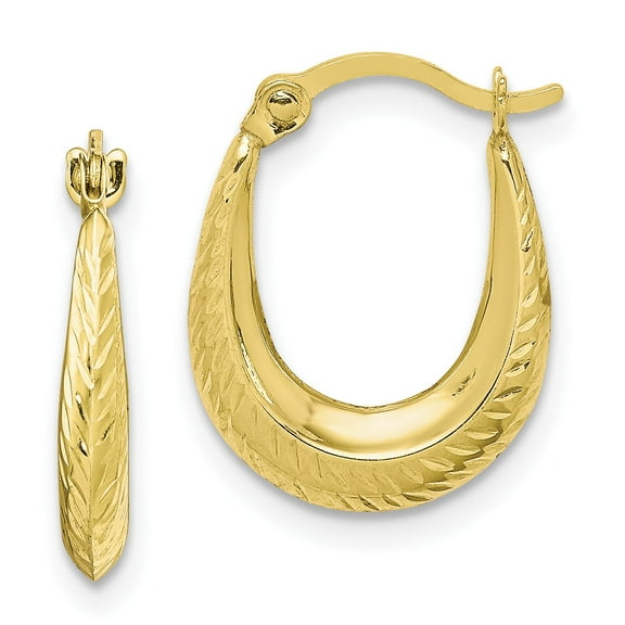 10K Textured Hollow Hoop Earrings in 10k Yellow Gold
