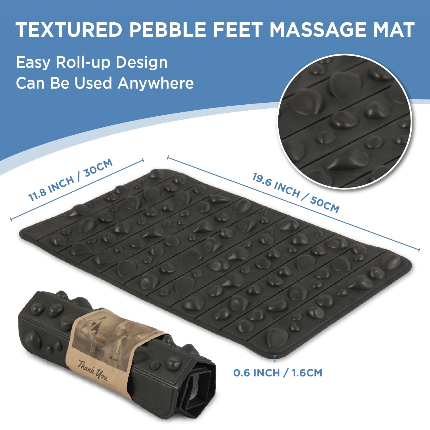 Foot Massager Mat | Relieve Foot Pain Plantar Fasciitis Heel Arch Pain & Stress - Travel Reflexology Mat