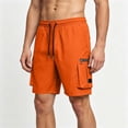 thumbnail image 5 of Mens Hiking Cargo Shorts 7" Quick Dry Lightweight Waterproof Stretch Drawstring Beach Shorts with Zipper Pockets for Hiking Golf Casual Loose Fit Big and Tall Size XS-3XL Orange, 5 of 8
