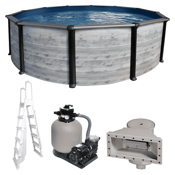Puri Tech 21' x 52" Round Hollywood Above Ground Pool Package - Featuring: Liner, Skimmer, Filtration System and A-Frame Ladder.