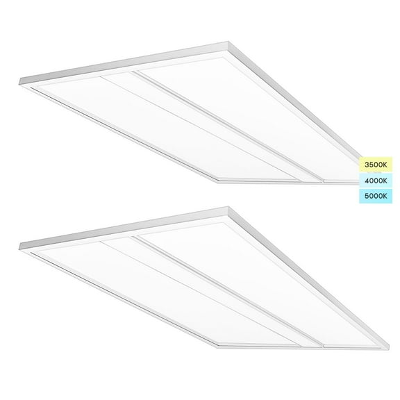 Luxrite 2x4 FT LED Panel Lights 30/40/50W, 3CCT 3500K/4000K/5000K, 3300/4400/5500LM, Dimmable 110-277V DLC UL 2 Pack