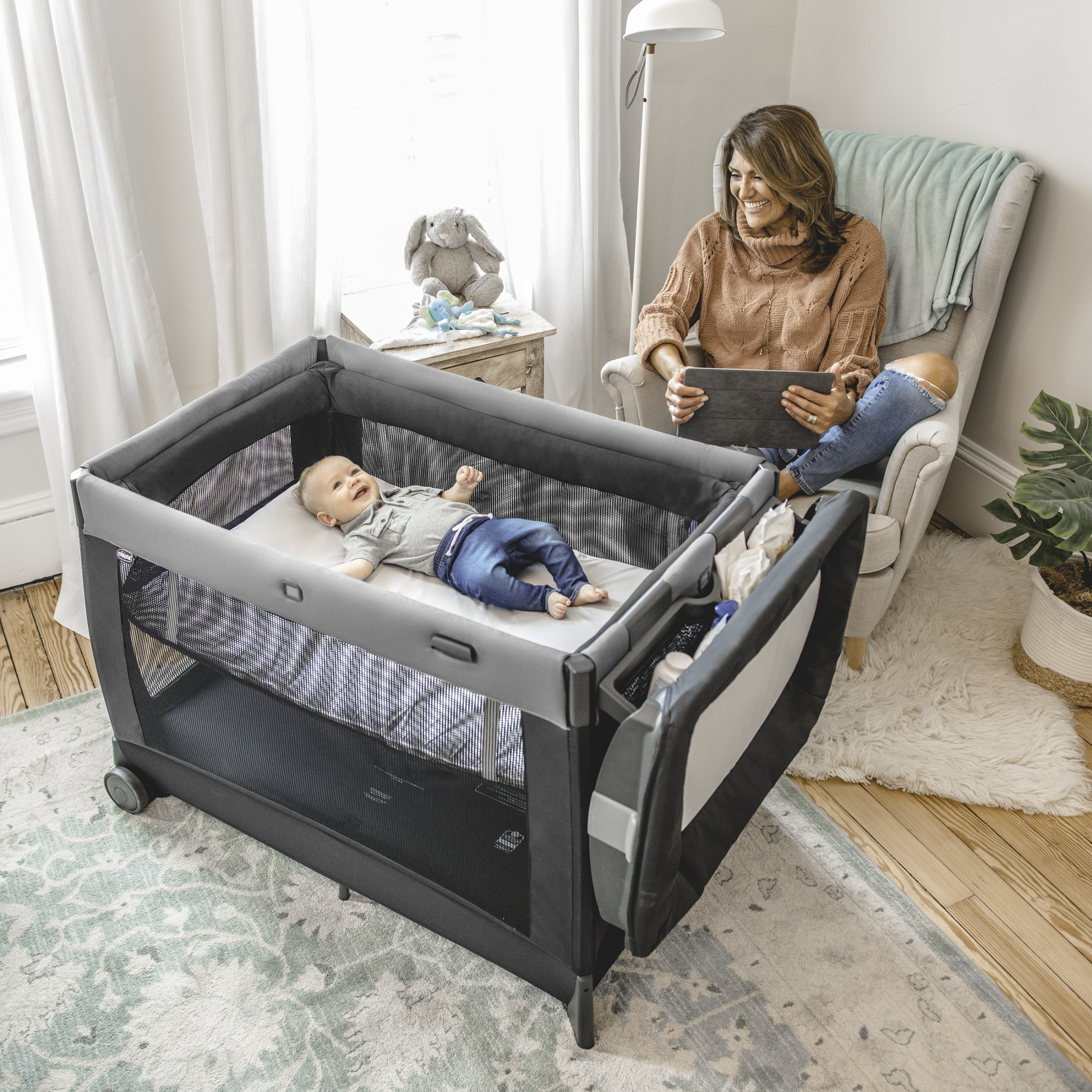 Chicco Lullaby All-in-One Portable Playard with Bassinet and Snap-on Changer - Camden (Black) - image 3 of 10