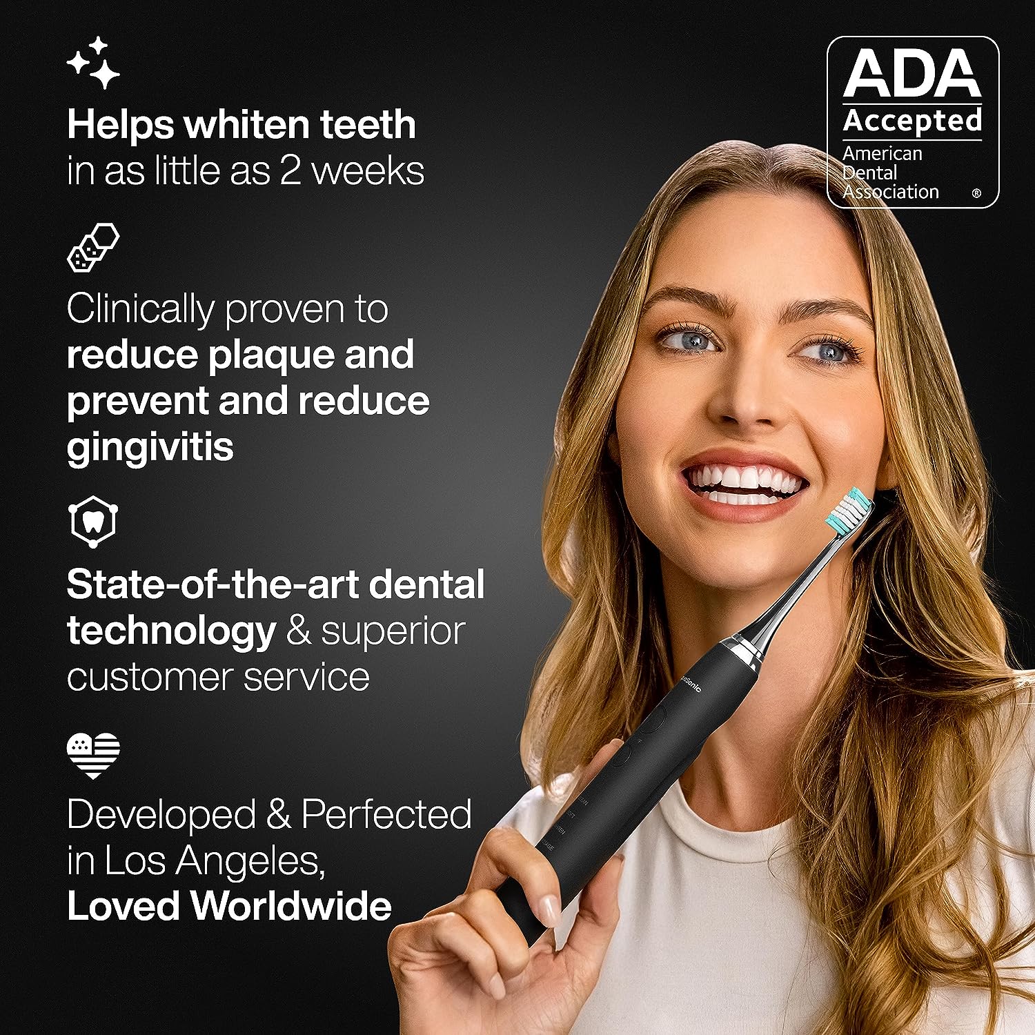 AquaSonic Black Series Electric Toothbrush, 8 Heads photo 3