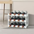 thumbnail image 3 of Bamboo Wine Rack, Sturdy and Durable Wine Storage Cabinet Shelf, Wine Racks Countertop for Pantry,Kitchen,3-Tier 12 Bottles Wine Rack White, 3 of 14