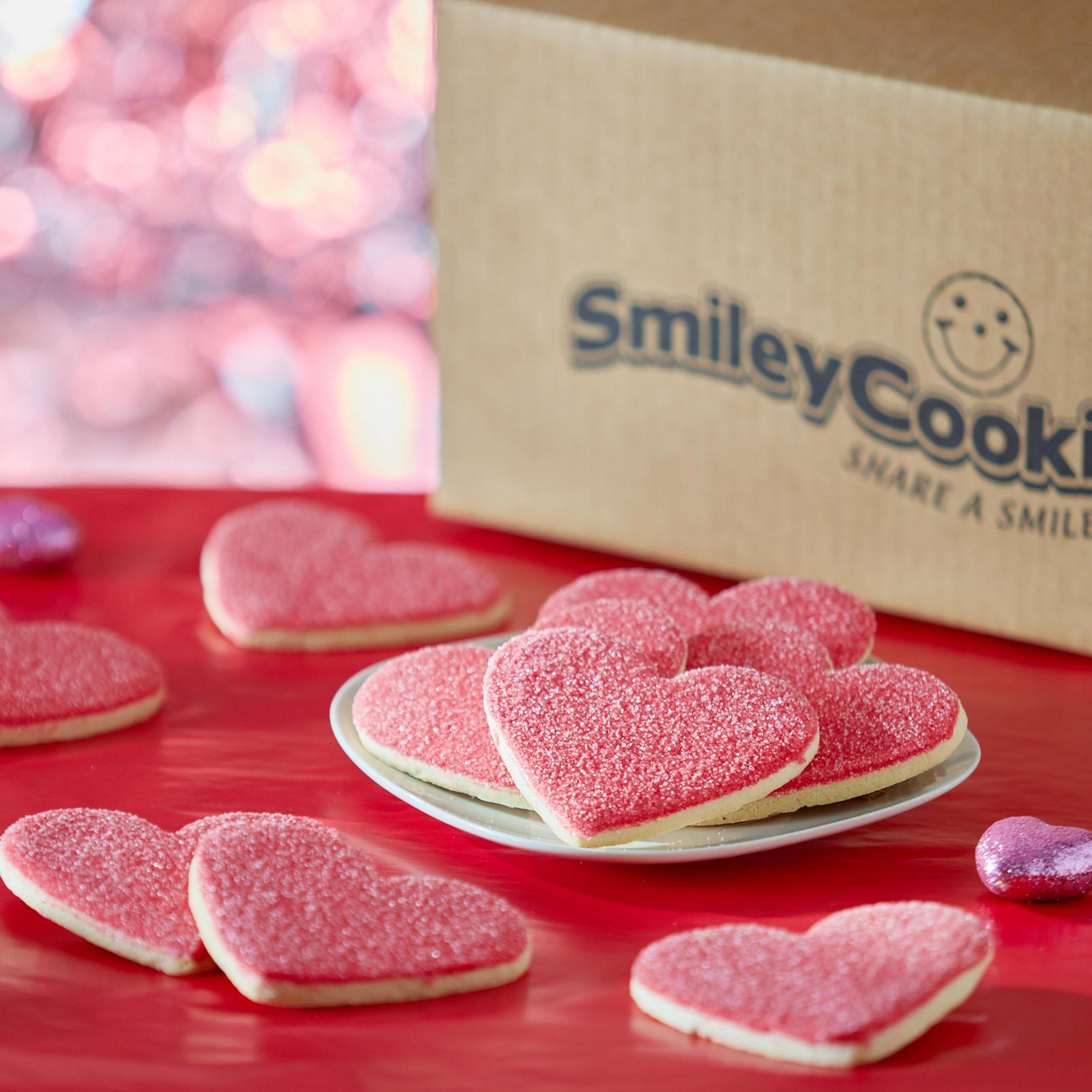 Smiley® Cookie Heart-Shaped Sparkle Sugar Cookies, 50 Count, 4"