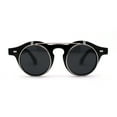 thumbnail image 3 of Super Normcore Cool Hipster Flip Up Keyhole Round Sunglasses Black Silver, 3 of 4