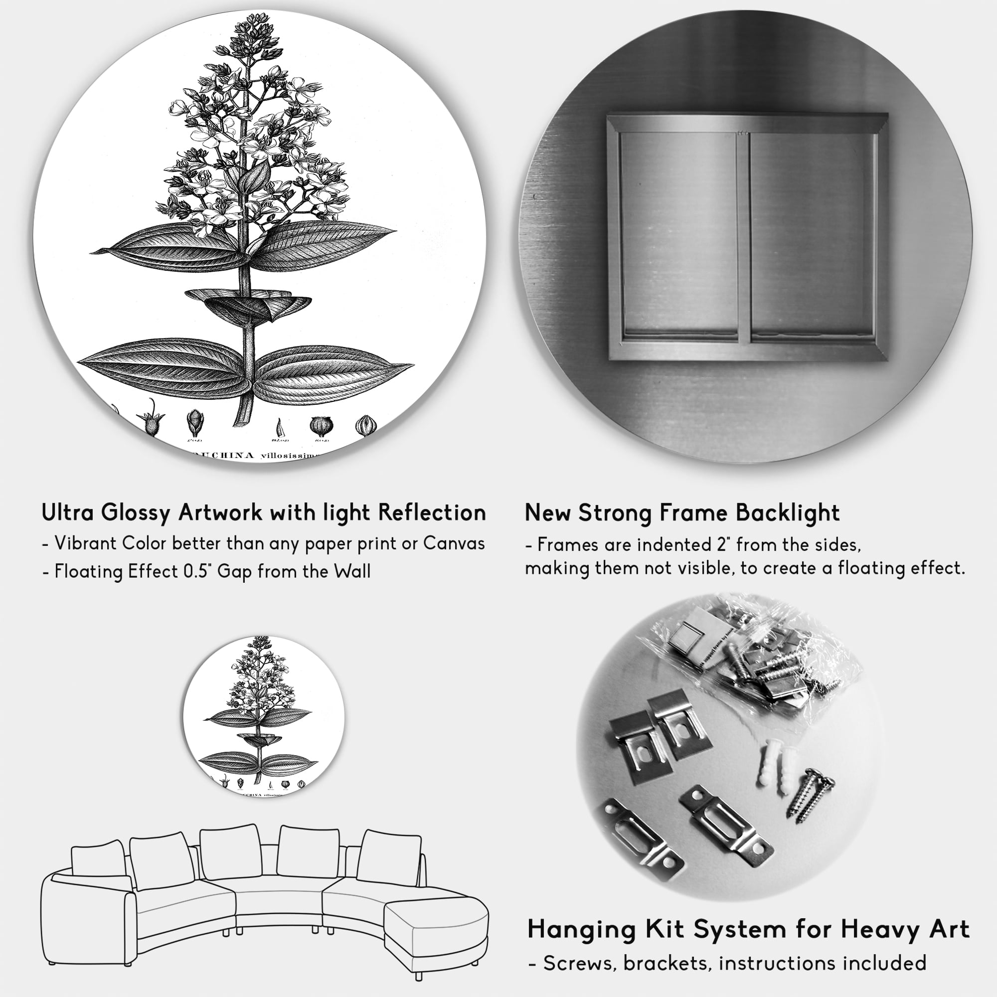 Designart 'Ancient American Flora VI' Traditional Circle Metal Wall Art 29x29 - Disc of 29