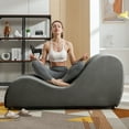 thumbnail image 3 of MUZZ Yoga Curve Chair, Velvet Yoga Chaise Lounge Chair for Adults, Modern Yoga Couch for Stretching and Relaxation, Dark Grey, 3 of 6
