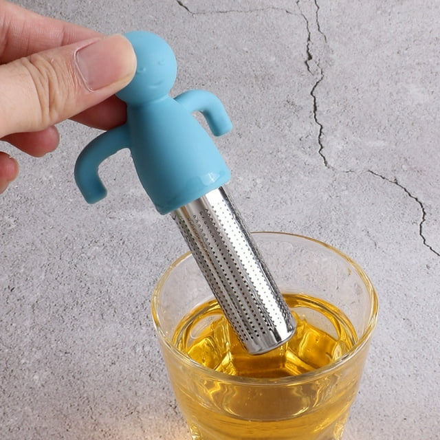 asddcavvf Loose Tea Brewer Stainless Steel Tea Filter Tea Diffuser for Teapot Silicone Tea Strainer Cute Little Man Tea Lazy Tea Brewer Pellet Strainer