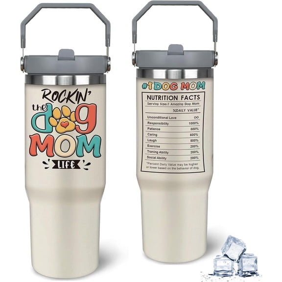 30 oz Dog Mom Tumbler - Rockin'' Life Insulated Cup, Christmas and Birthday Gifts
