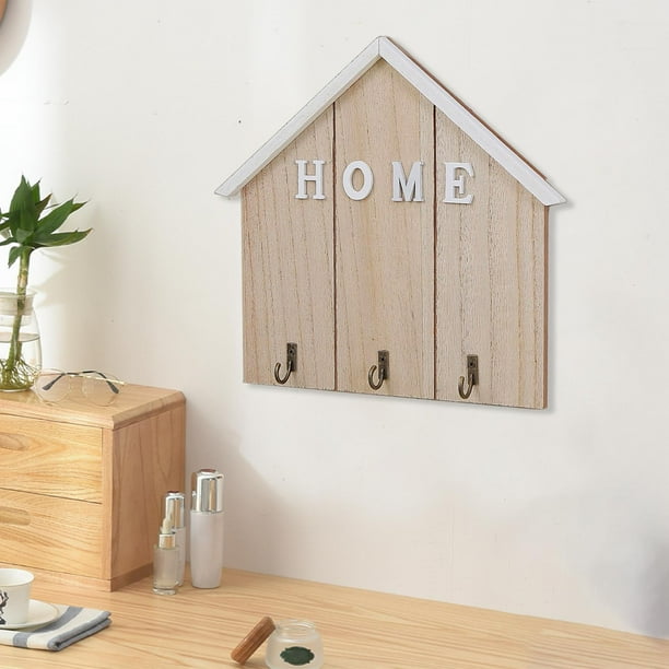 Soporte para llaves con gancho de pared de madera, estante para