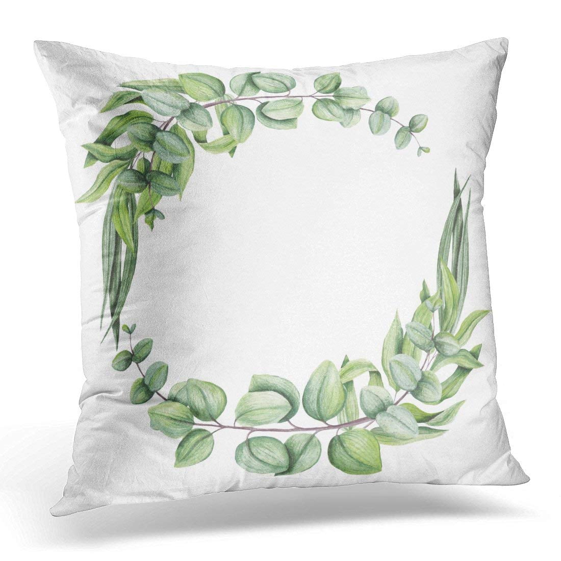 ARHOME Silver Plant Herbal Wreath with Watercolor Eucalyptus and Light