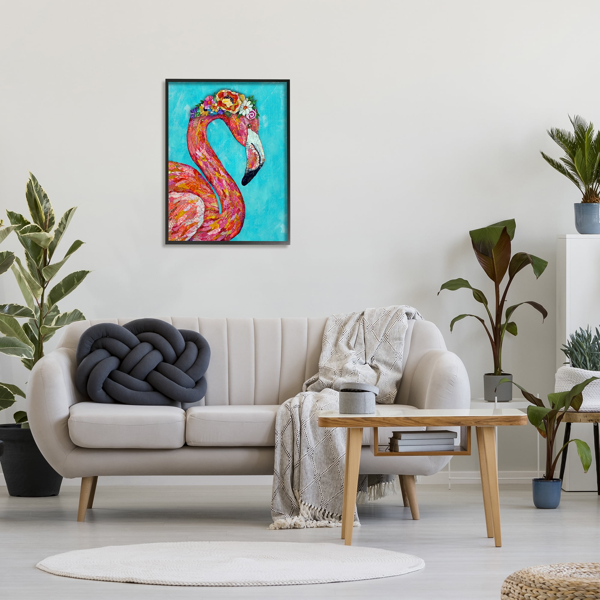 Stupell Industries Floral Flamingo Bird Bold Saturated Blossoms Collage Painting Black Framed Art Print Wall Art, Design by Lisa Morales