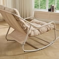 thumbnail image 4 of Outdoor Rocking Chair with Thick Cushion, Comfy Steel Frame Patio Rocker, Adjustable Swing for Living Room Reading Room, Black Frame, Beige, 4 of 15