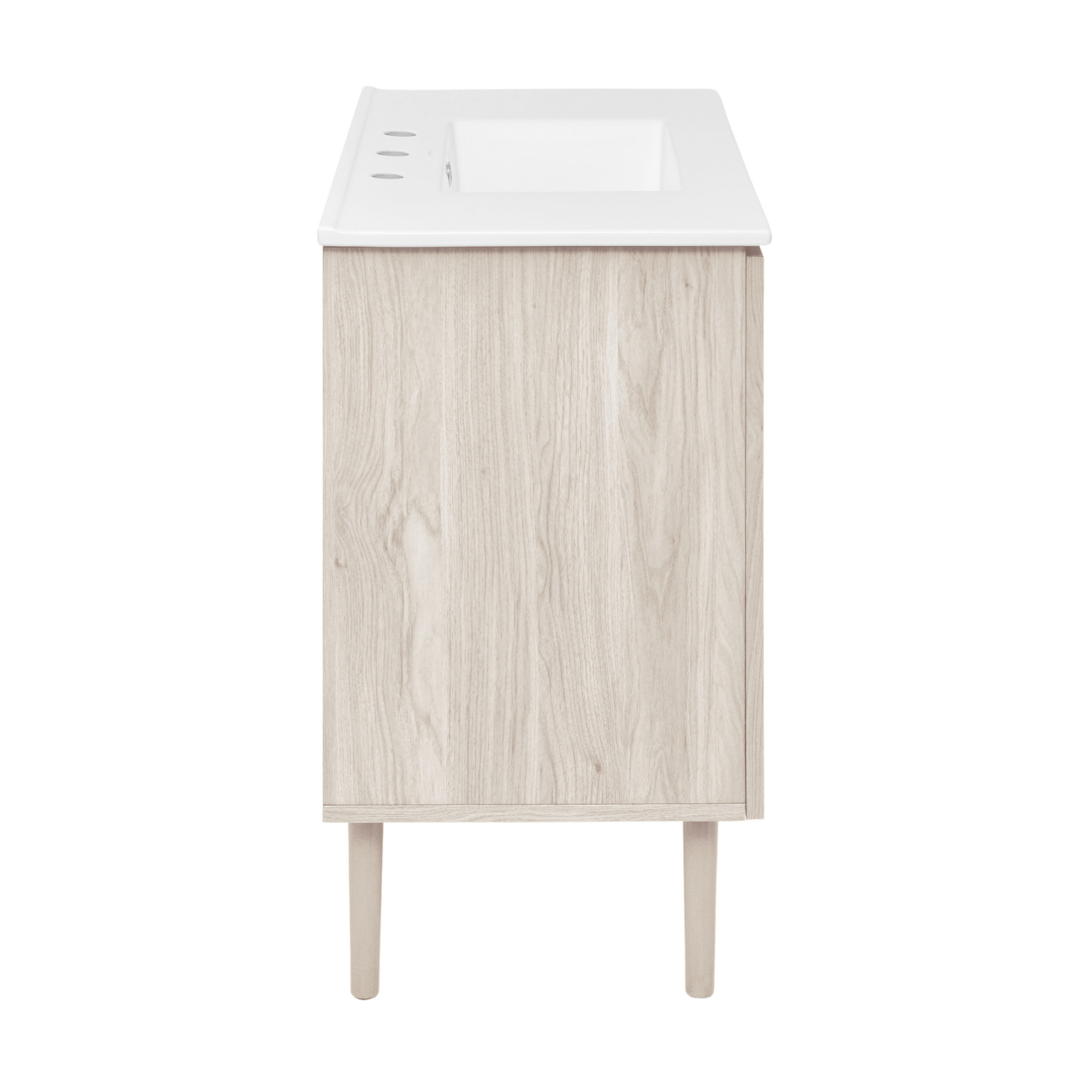 Bron 36" Freestanding Bathroom Vanity in White Oak with 3-Hole Widespread Sink Top