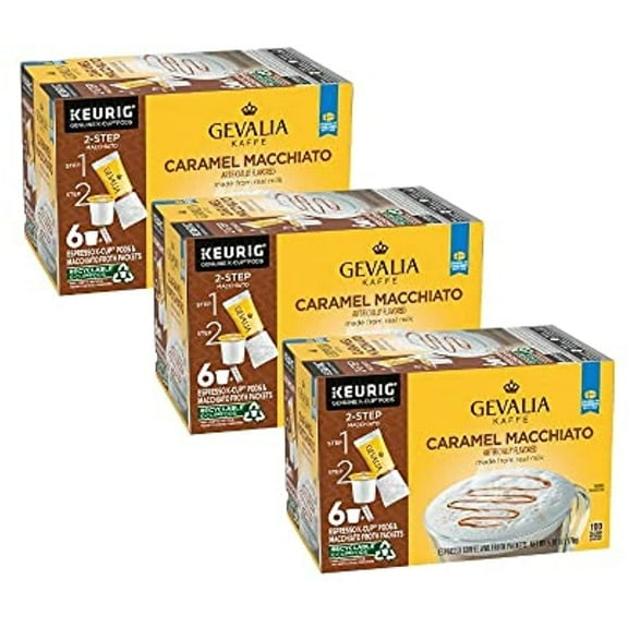 Gevalia Caramel Macchiato Latte Coffee, K-Cup Pods, 5.98 Oz, (18 Count,Pack - 3)