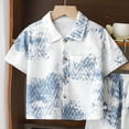 thumbnail image 5 of mgoYE Boys Outfit Size 9-10 Years Boy's 2 Piece Outfits Summer Hawaiian Vacation Beach Button Shirt and Shorts Going Out Sets Blue, 5 of 5