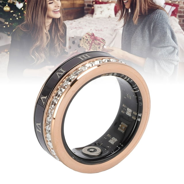 Step Rhinestone Decorated Smart Ring Watertight Step Counter Long Battery Life Smart Fitness Ring with Charging Case APP
