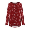 thumbnail image 4 of Camiseta de manga larga con cuello redondo y estampado navideño para mujer Pompotops qwe24332, 4 of 5