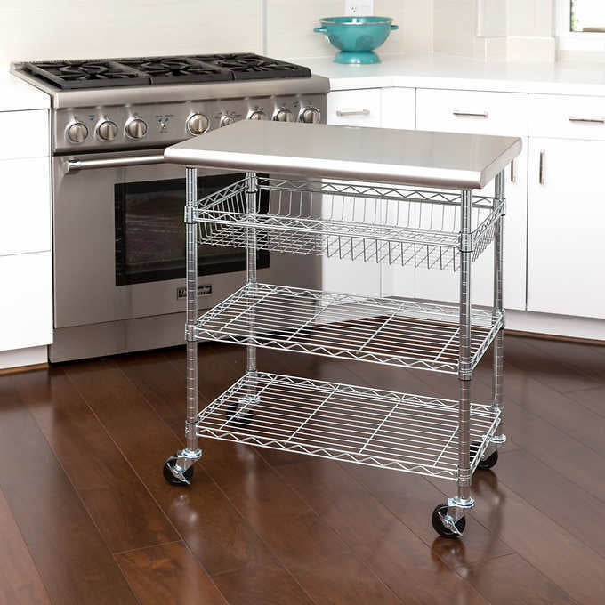 Seville Classics Stainless-steel Kitchen Cart | Walmart Canada Seville Classics Stainless Steel Kitchen Cart
