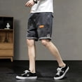thumbnail image 5 of Pantalones vaqueros cortos para hombre, anchos, holgados, con bolsillos, estilo cargo, estilo harén, estilo Y2k, moda urbana, finos, talla XL, 5 of 5