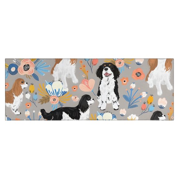 Cavalier King Charles Spaniel Dog and Flower Kitchen Rug Mat,Kitchen Runner Rugs Non Skid Washable,Decorative Kitchen Floor Mats for Kitchen,Sink,Laundry,17"X47"