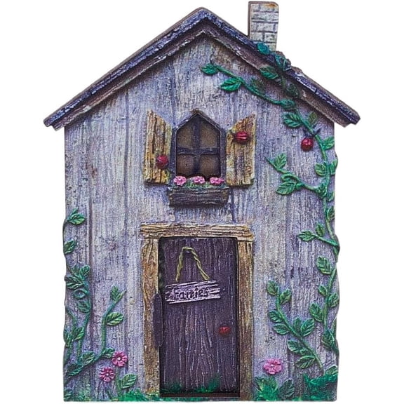 GORGECFAFT Gnome House Fairy Garden Door Accessories Wood Miniature Fairy Ornaments Art Sculpture Decoration Indoor DIY Mystical Garden Ornament for Tree Trunk (Gainsboro) Black