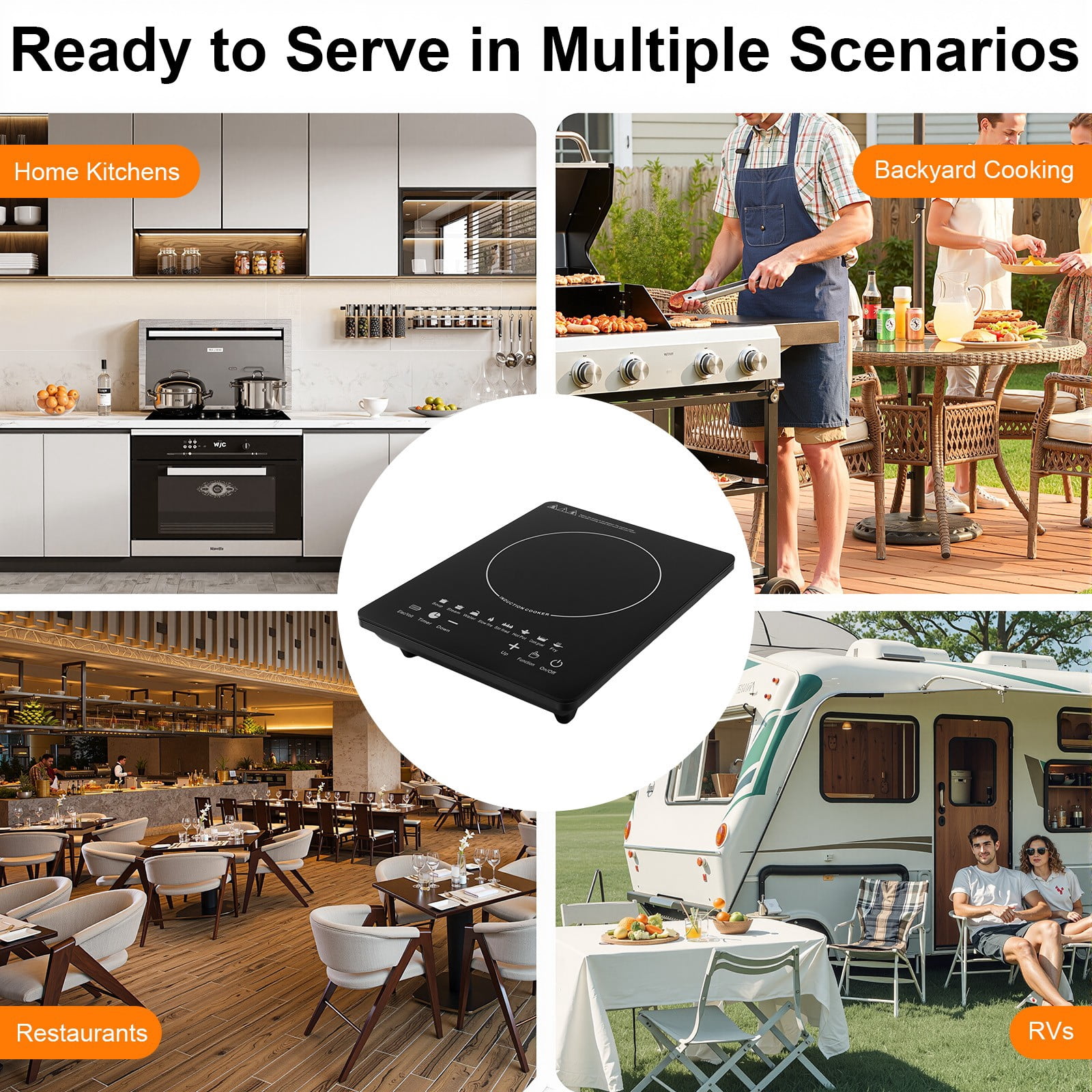 2200W  Portable Kitchen Countertop Induction Cooktop Burner Electric Hot Stove