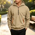 thumbnail image 2 of HBGVBA Big Boys Fleece Quarter Zip Hoodie,Solid Color Thick Hooded Pullover Top Loose Relaxed Long Sleeve Warm Casual Daily Fashion 5-15 Years, 2 of 6