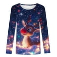 thumbnail image 4 of Uootdi Vintage Christmas Long Sleeve Sweatshirts for Gift Women Funny Cute Santa Claus Shirts Xmas Tree Printed Holiday Pullover, 4 of 5