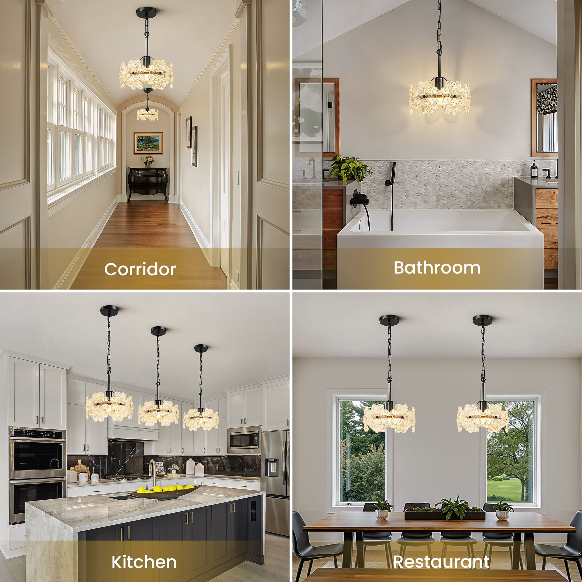 Pendant Light with Petal Glass Lampshade Modern Minimalist Pendant Light Fixture Hanging Island Light for Dining Room Living Room Hallway