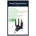 thumbnail image 3 of Adaptador USB WiFi de 1300Mbps Dongle Wi-Fi de Doble Banda 2,4G/5Ghz USB3.0 Receptor Inalámbrico de 4 Antenas 802.11AC de Alta Velocidad, 3 of 5