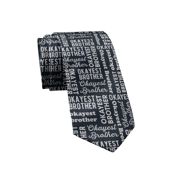 Okayest Brother Necktie Funny Neckties for Men Nerdy Tie for Guys Mens Novelty Neckties