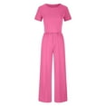 thumbnail image 6 of Brilliant Two Piece Outfits Women Plus Size Women Fall Temperament Casual Solid Color Long Sleeved Top+wide Leg Long Pants Suit Set Pink XL, 6 of 8