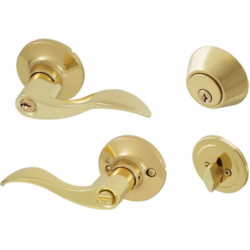 Honeywell Wave Lever Combo Door Lock, Polished Brass