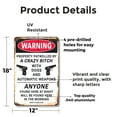 thumbnail image 2 of Warning Property Patrolled by Crazy Girl with Dogs & Weapons 12 Inch x 18 Inch Metal Sign Novelty Aluminum Durable UV Protected Perfect for Entryways Homes Fun Gag Gift Crafted in the, 2 of 5