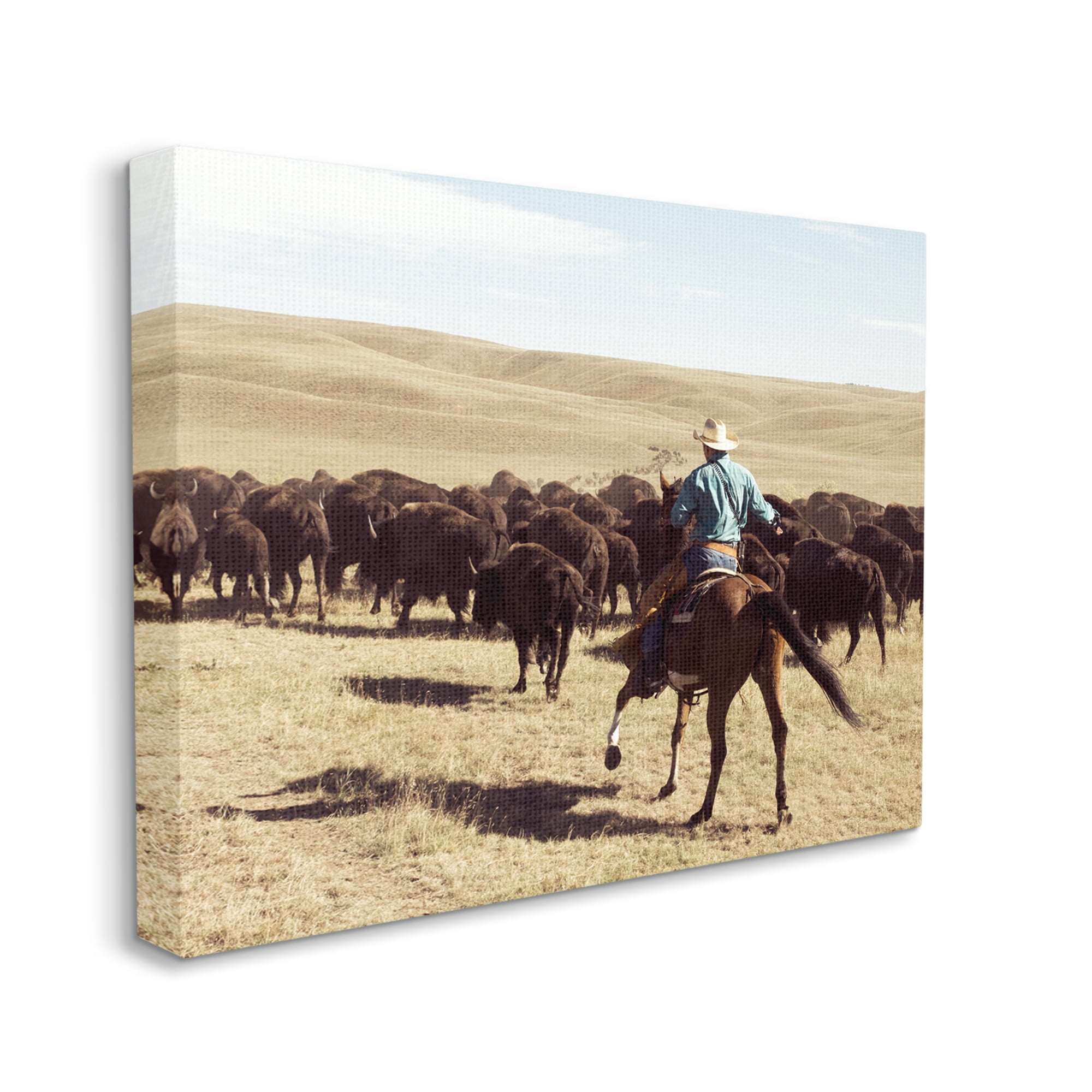 Stupell Industries Cowboy & Cattle in Desert Animals & Insects Photography Gallery Wrapped Canvas Art Print Wall Art, 30 x 24