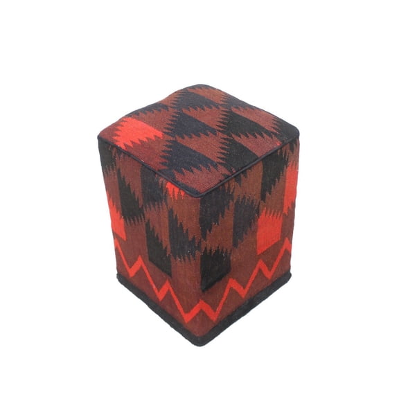 Kilim Pouf Jarrod, Black (12"x12"x17")