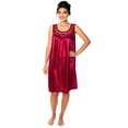 thumbnail image 2 of Women's Silky Feeling Sleeveless Sexy Nightgown with Sequins and Ribbon Roses, Wine Large, 2 of 5