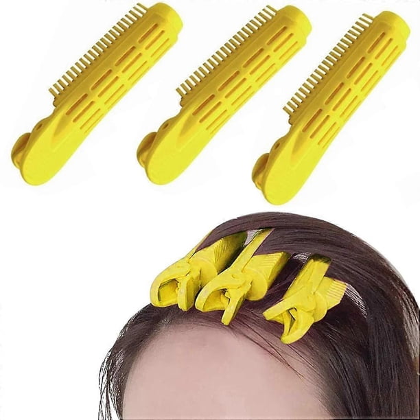 Pinzas para levantar la raíz con calor, potenciador de volumen, autoagarrador, levantador de raíz para cabello fino, color amarillo.