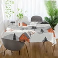 thumbnail image 3 of Yayeee Tablecloths 54" x 54" Rectangle Wrinkle Resistant Party Table Cover, Orange Cartoon Houses, 3 of 8