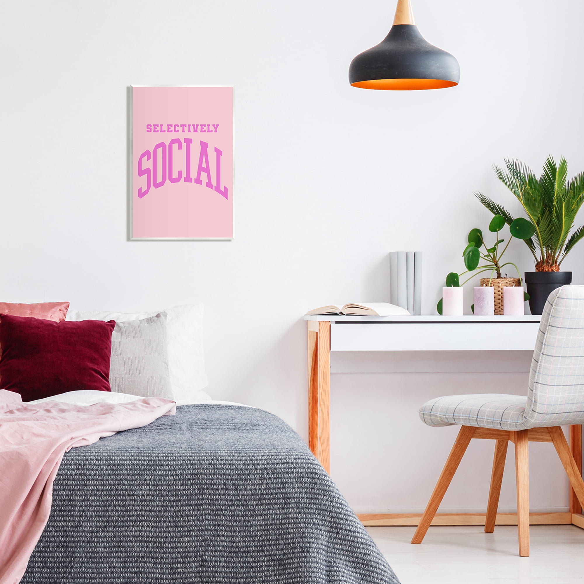 Stupell Industries Pink Selectively Social Phrase Typography Painting Unframed Art Print Wall Art, 13 x 19