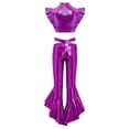 thumbnail image 6 of Aislor Girls Metallic Dance Outfits Latin Jazz Performance Tank Top With Flared Pants Set Disco Party Purple 8, 6 of 7