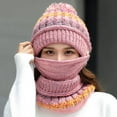 thumbnail image 5 of HESHENG 3Pcs Women Winter Plush Knitted Hat Pom Beanie with Scarf Face Cover Set Outdoor Cycling Warm Set, 5 of 9