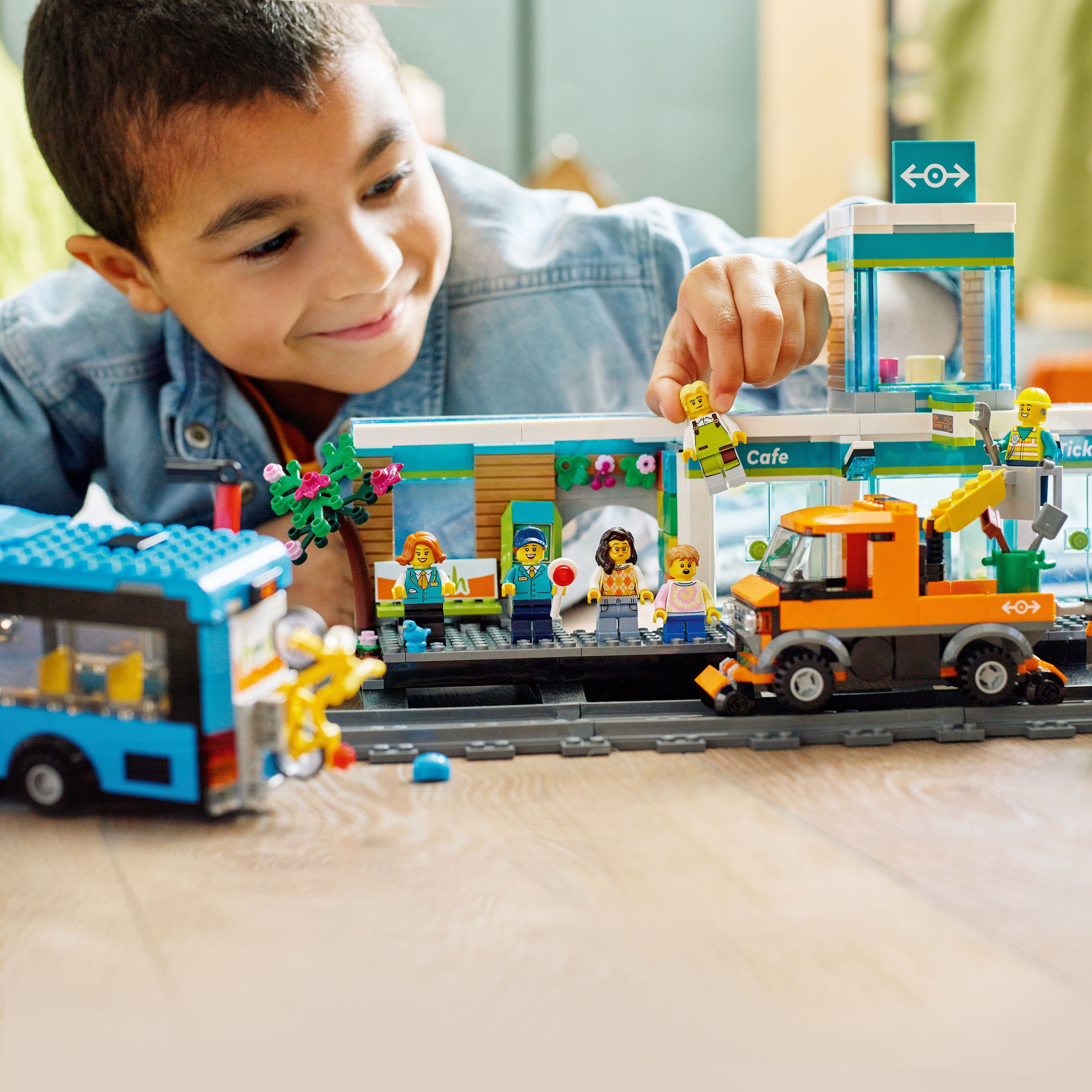 LEGO City Train Station Set 60335 with Bus, Rail Truck, and Tracks,  Compatible with City Sets. Pretend Play Train Set For Kids Who Love Pretend  Play 