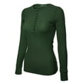 thumbnail image 3 of MixMatchy Women's Long Sleeve Eight Button Closure Henley Thermal Knit Top, 3 of 5