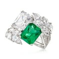 thumbnail image 4 of Ross-Simons Simulated Emerald and 6.85 ct. t.w. CZ Ring in Sterling Silver, Women's, Adult, 4 of 8